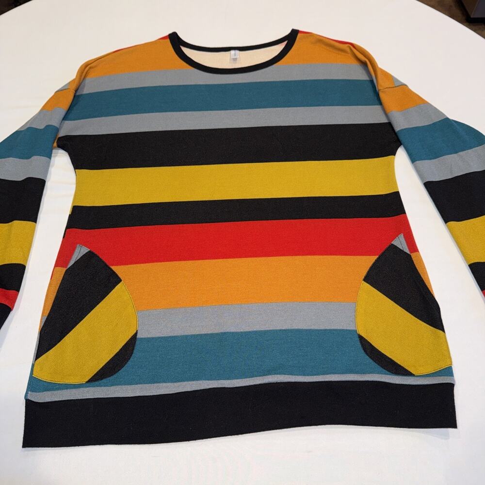 YSYOKOW Womens XL Long-sleeve Tunic Multi-color Horizontal Stripe Pattern EUC